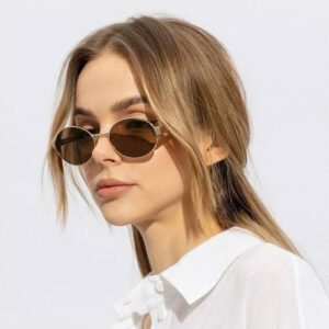 Yvesaintlaurent Oval Metal Gold Çerçeve Siyah cam 473
