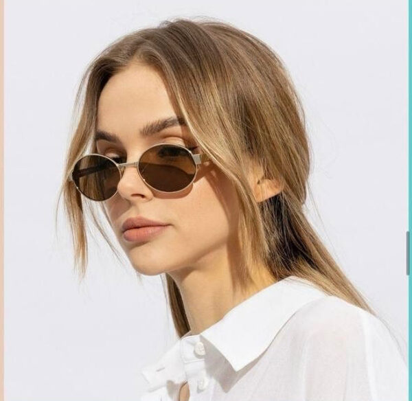 Yvesaintlaurent Oval Metal Gold Çerçeve Siyah cam 473