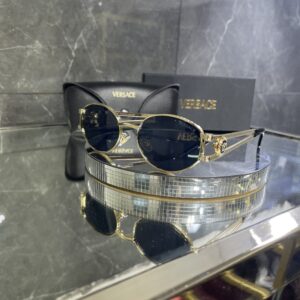 Versace oval metal siyah cam gold aksesuar 421