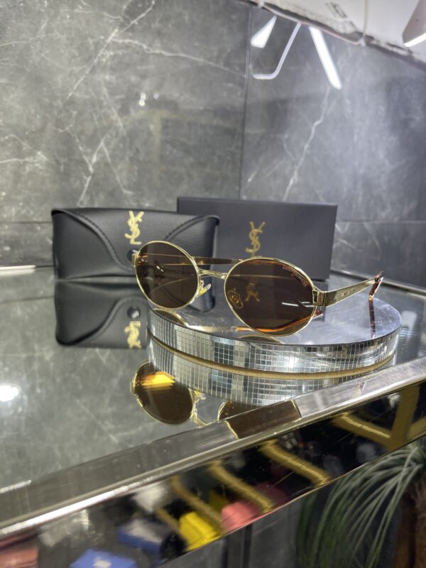 Yvesaintlaurent Oval Metal Gold Çerçeve Kahve Cam 472