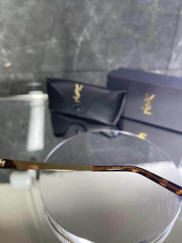 Yvesaintlaurent Oval Metal Gold Çerçeve Kahve Cam 472