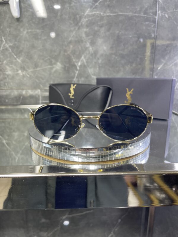 Yvesaintlaurent Oval Metal Gold Çerçeve Siyah cam 473