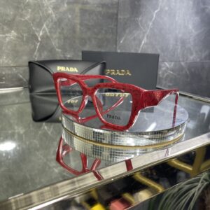 Prada Geometrik Kırmızı çerçeve şeffaf cam 452