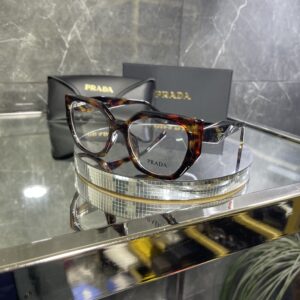 Prada Geniş Leopar çerçeve şeffaf cam 453