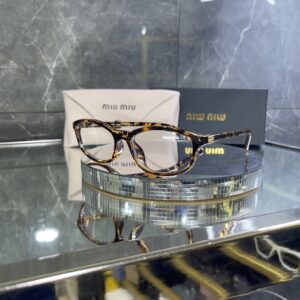 Miu Miu geometrik leopar çerçeve şeffaf cam 534