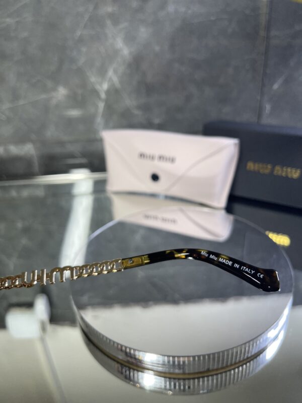 Miu Miu Cat Leopar Çerçeve Kahve cam Gold detay 538