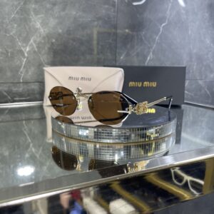 Miu Miu Oval Metal kahverengi cam 606