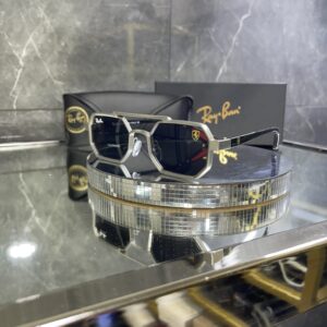Rayban geometrik gümüş çerçeve siyah cam 604