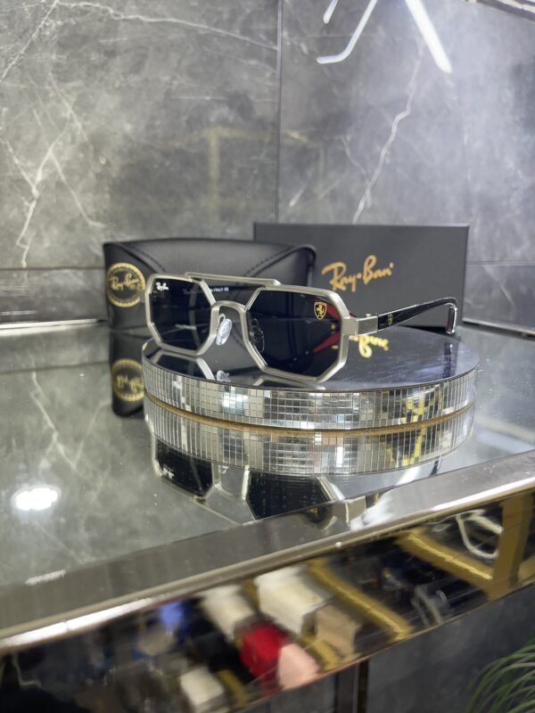 Rayban geometrik gümüş çerçeve siyah cam 604