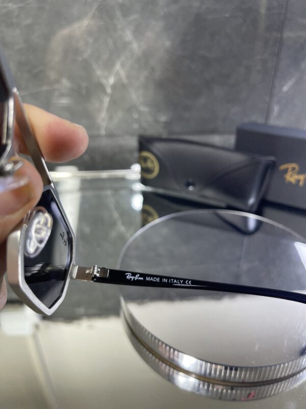 Rayban geometrik gümüş çerçeve siyah cam 604