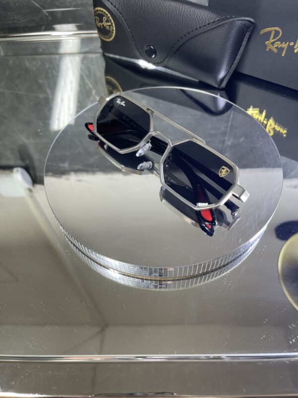 Rayban geometrik gümüş çerçeve siyah cam 604