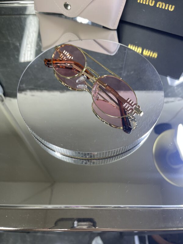 Miu Miu ova metal pembe cam gold çerçeve 617