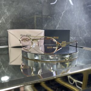 Miu Miu oval metal lila cam gold çerçeve 618