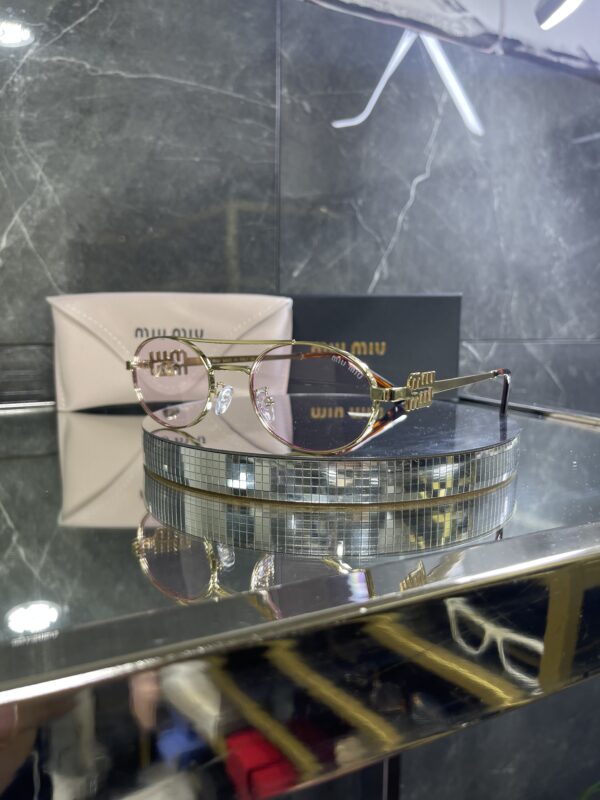 Miu Miu oval metal lila cam gold çerçeve 618