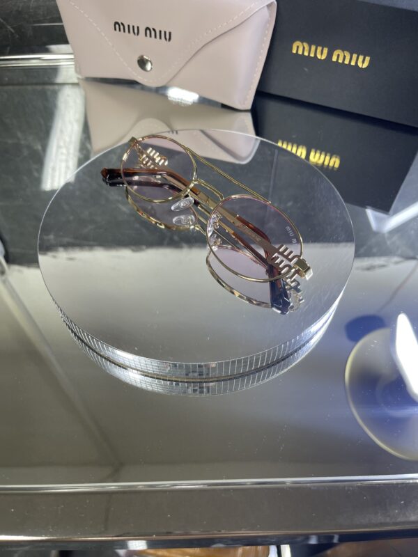 Miu Miu oval metal lila cam gold çerçeve 618