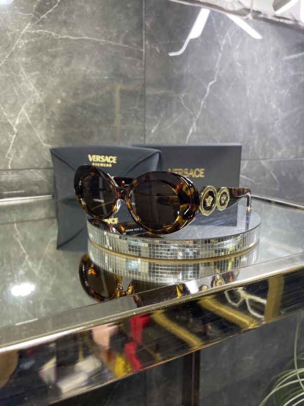 Versace Oval Leopar kemik kahve cam 629