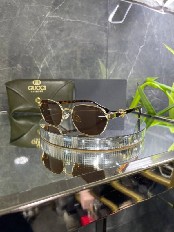 Gucci Geometrik Gold Çerçeve Kahve cam 678