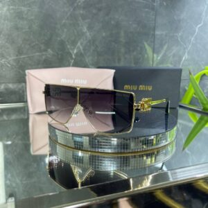 IMG_1167 Miu Miu OMU Gold Çerçeve Siyah Cam 682