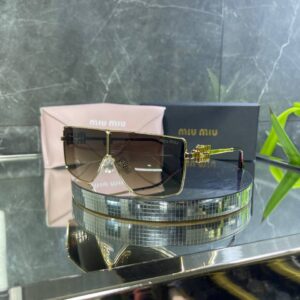 IMG_1179 Miu Miu OMU Gold Metal Çerçeve Kahve Cam 680