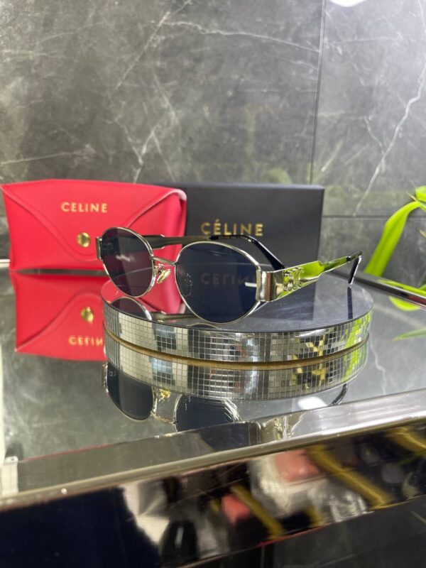 Celine Triomphe Metal 01 CL 40235U 16A Gümüş çerçeve Siyah cam 732