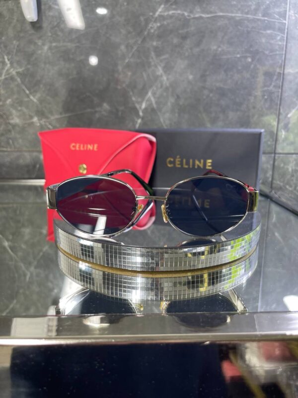 Celine Triomphe Metal 01 CL 40235U 16A Gümüş çerçeve Siyah cam 732