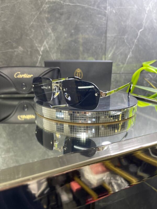 Cartier Çerçevesiz Siyah cam Gümüş Detay 755