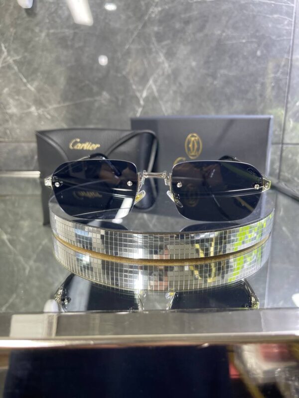 Cartier Çerçevesiz Siyah cam Gümüş Detay 755