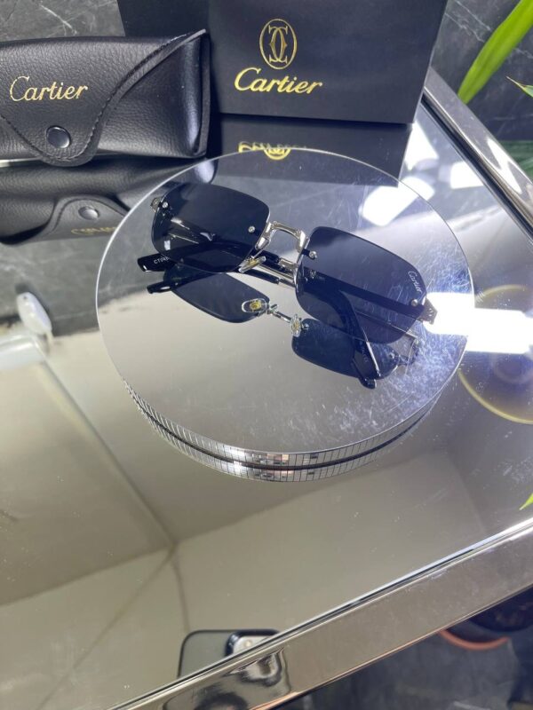 Cartier Çerçevesiz Siyah cam Gümüş Detay 755